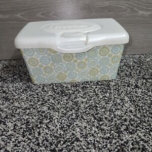 Huggies EMPTY Baby Wipes Blue Green Geometric Circles Dispenser Container